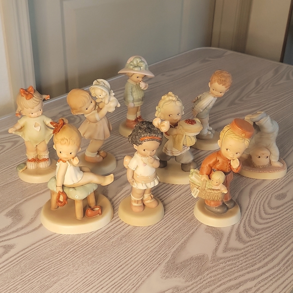 Vintage Set of 9 Enesco "Memories of Yesterday" Figurines - Mabel Lucie Attwell.